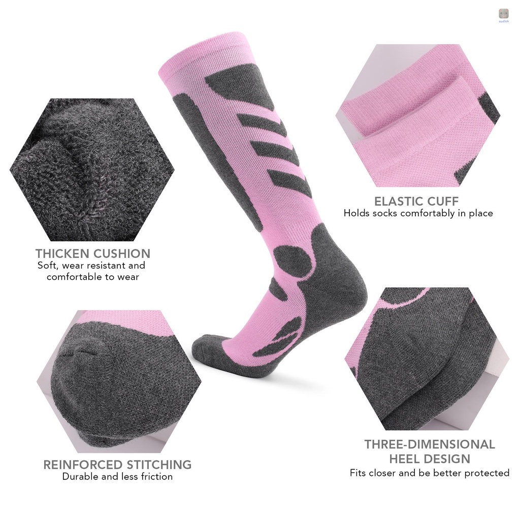 Lixada 2 Đôi Vớ Thể Thao Trượt Tuyết Dệt Kim Dày Thoáng Khí Nhanh Khô Chống Mài Mòn Cho Nữ