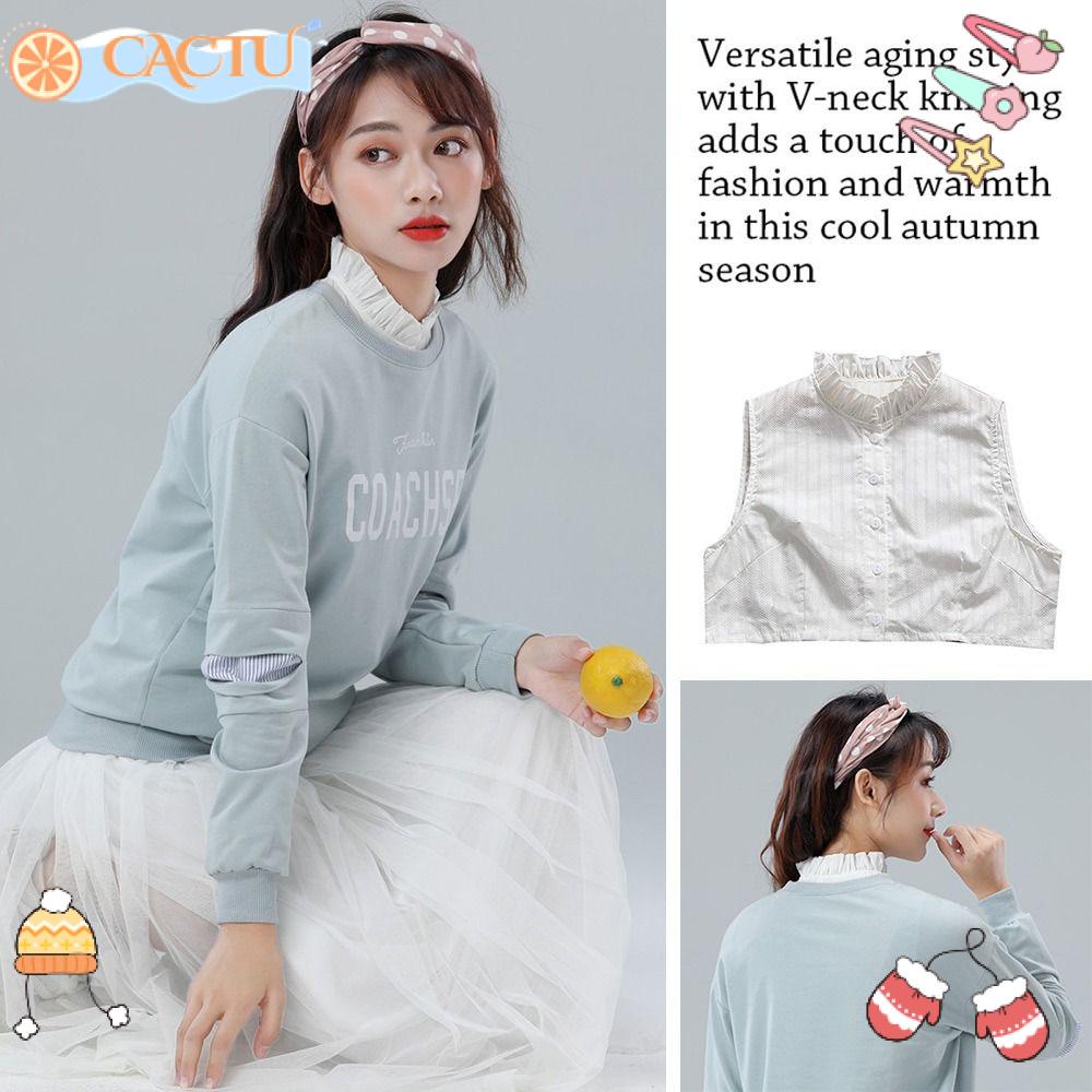 Cổ Áo Sơ Mi Giả Bằng Cotton Có Thể Tháo Rời Cho Nữ