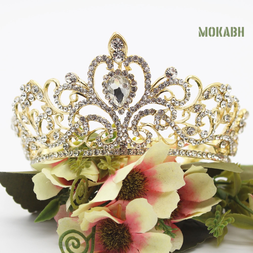 Cài Tóc Hình Vương Miện Tròn Đính Đá Thanh Lịch Dành Cho Cô Dâu