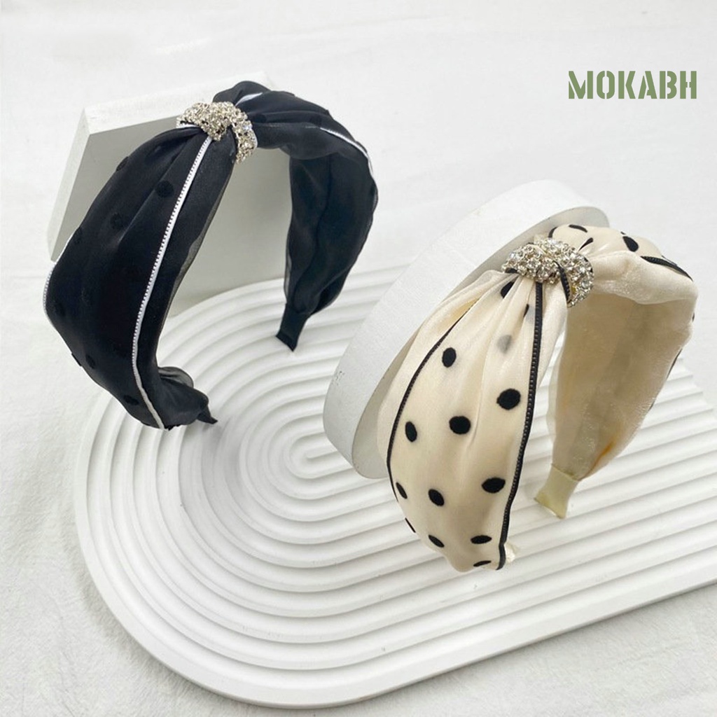 Băng Đô Cài Tóc Họa Tiết Chấm Bi Thắt Nút Phối Lưới Thời Trang Cho Nữ