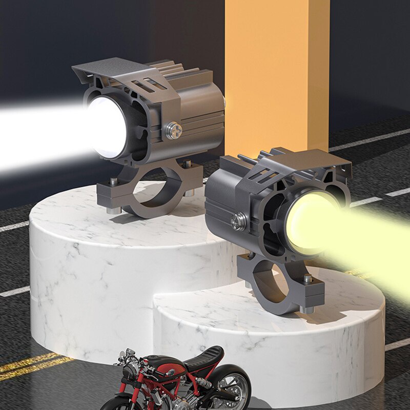 Đèn Pha LED 12V 24V Màu Vàng Chuyên Dụng Cho Xe Mô Tô