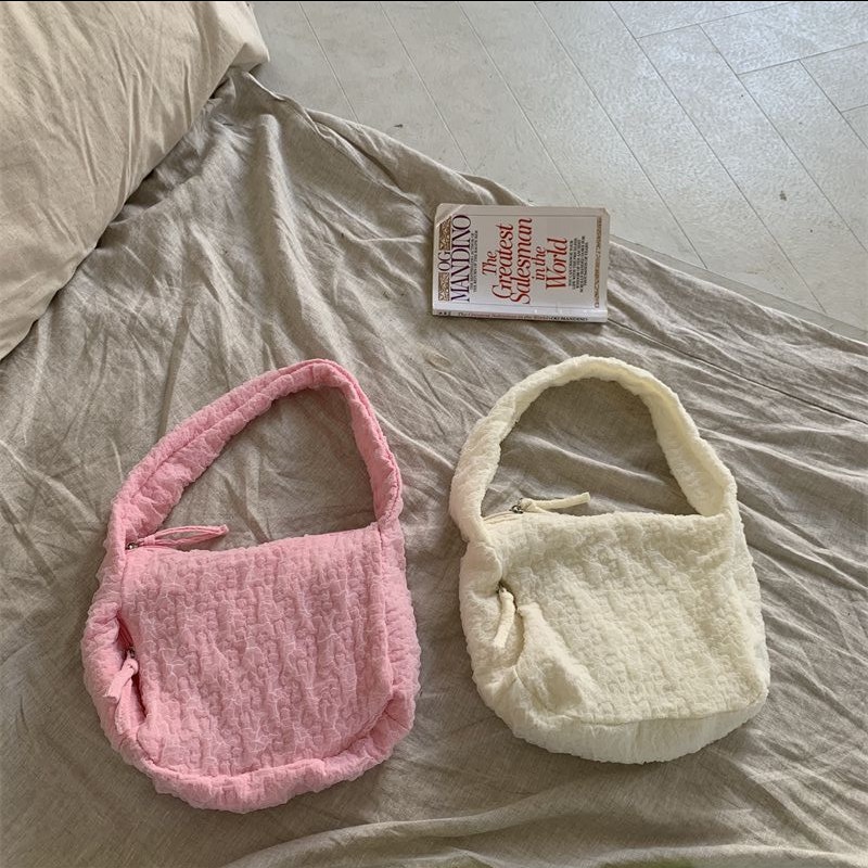 Túi Xách Đeo Dưới Cánh Tay Chất Liệu niche nylon Thiết Kế Xếp Nếp Nhỏ Gọn Dễ Phối Đồ Cho Nữ