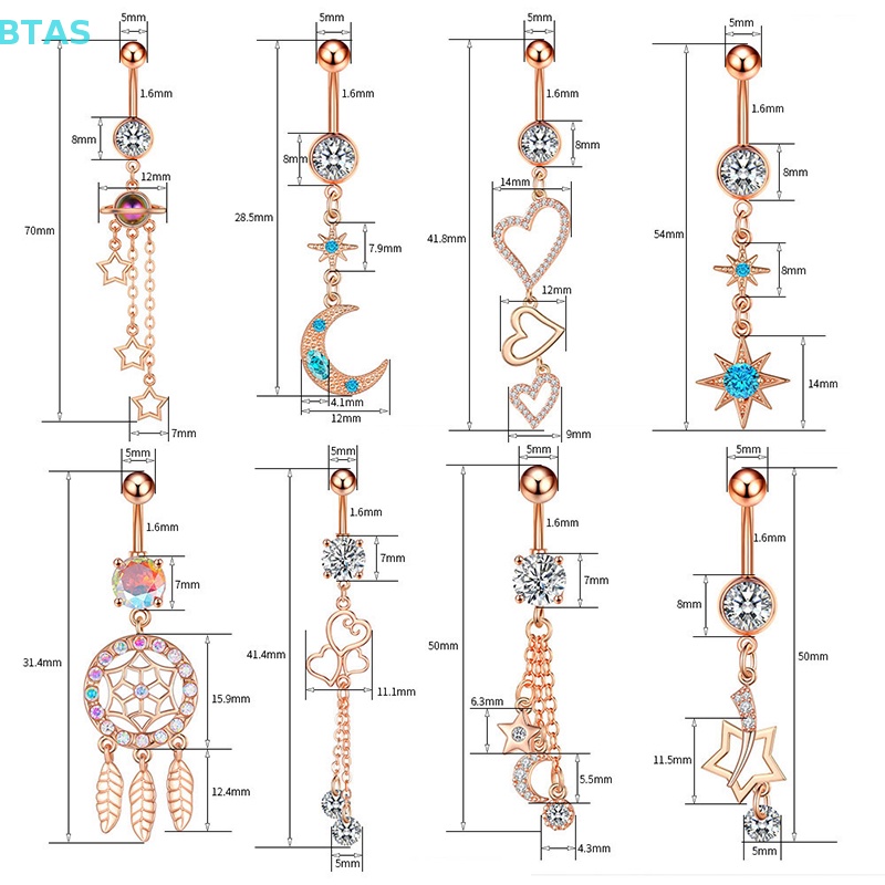 Khuyên RốN HìNh Tim ĐíNh Đá Xinh XắN