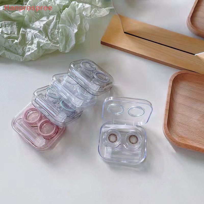 Hanprospree > Hộp Đựng Kính Áp Tròng Trong Suốt Có Thể Mang Theo Phong Cách Lạnh Đơn Giản Kèm Nhíp Gắp