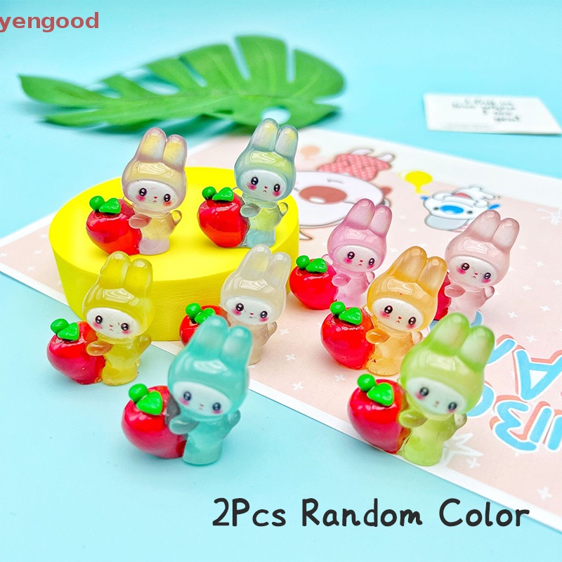 Bộ 2 Đồ trang trí Thỏ Bunny Hoạt Hình Phát Sáng Dùng Trang Trí Tiểu Cảnh