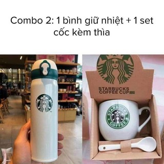 Combo sét 3 cốc sứ starbucks - sét 1 cốc sứ 1 bình giữ nhiệt starbucks siêu sịn sò