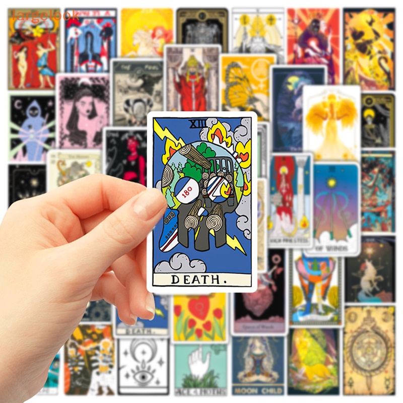 Bộ 50 Miếng Dán Thẻ Bài Tarot Graffiti Chống Thấm Nước Dùng Trang Trí Vali / Laptop / Ván Trượt / Xe Máy