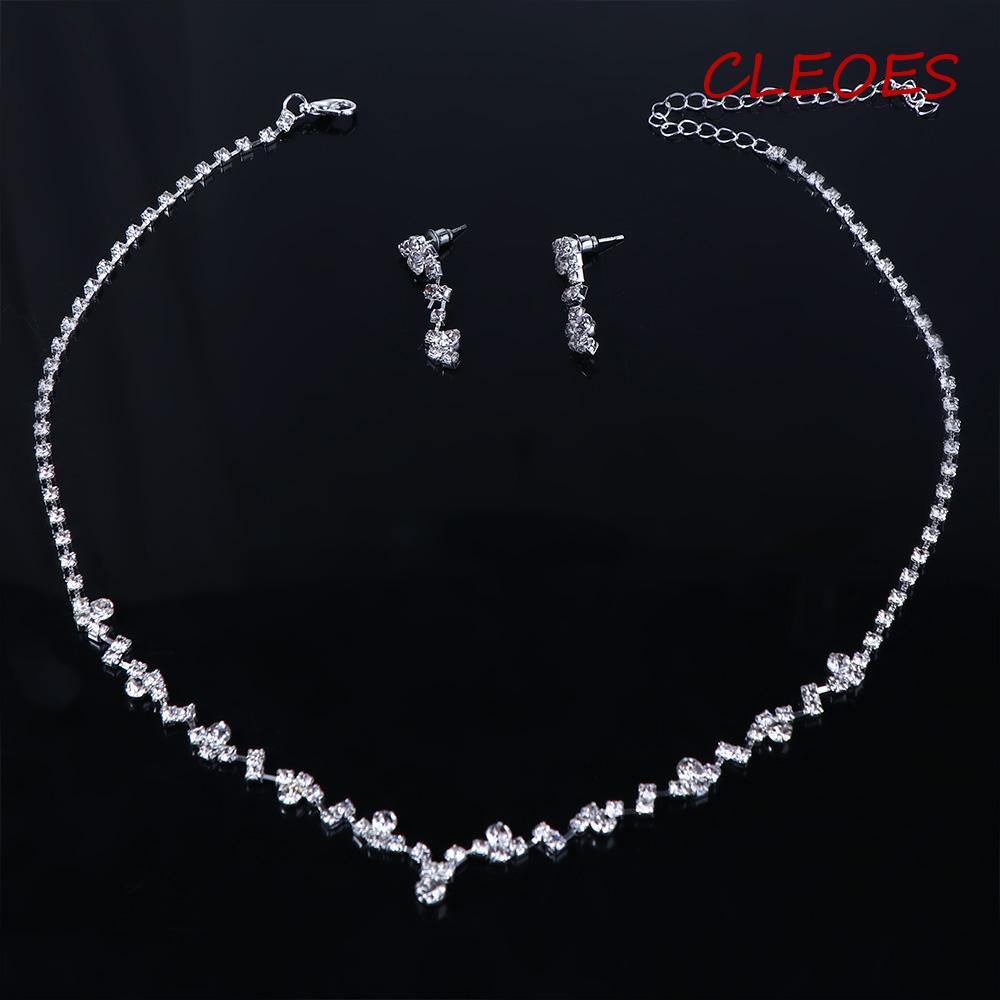 Bộ Trang Sức CLEOES|Bộ Vòng cổ + Bông Tai Thời Trang Đáng Yêu Cho Nữ|Bộ Đồ Cô Dâu Thiết Kế Sang Trọng Quý Phái