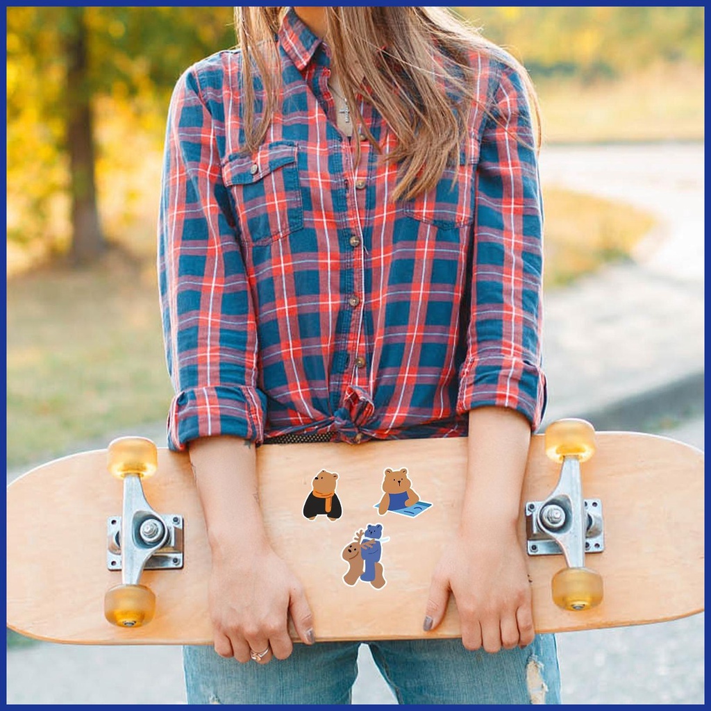 Bộ 50 Miếng Dán Hình Gấu Hoạt Hình Dễ Thương Trang Trí Laptop DIY