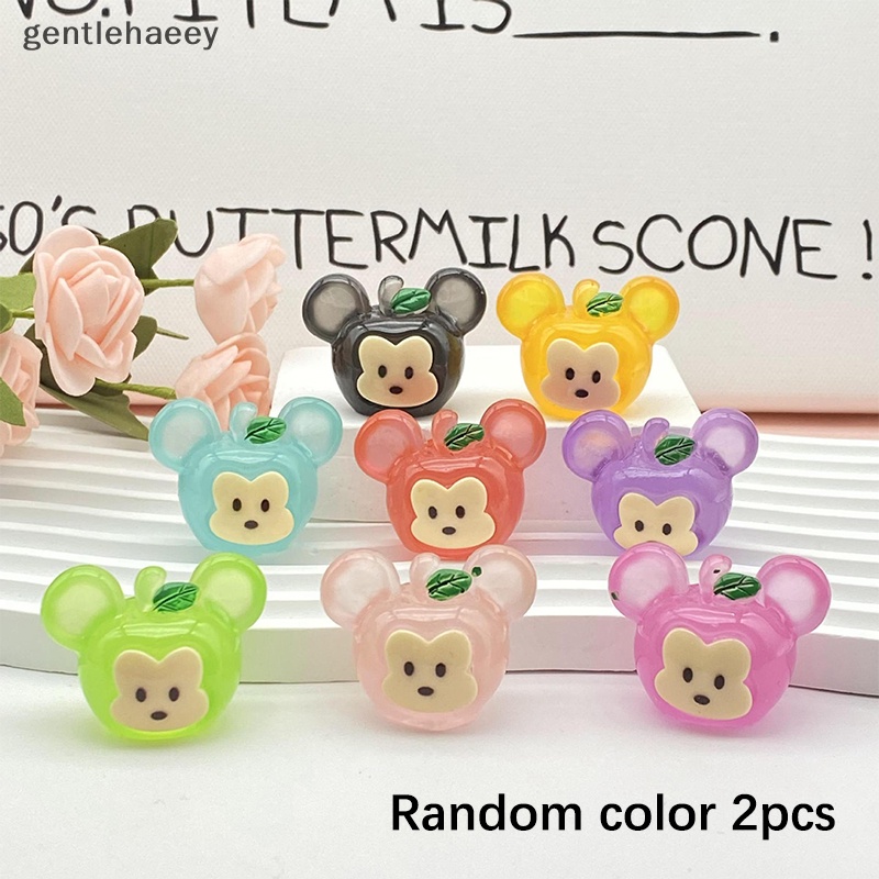 Set 2 Mặt Dây Chuyền Nhỏ Bằng Resin Dạ Quang Hình Động Vật Hoạt Hình Dễ Thương