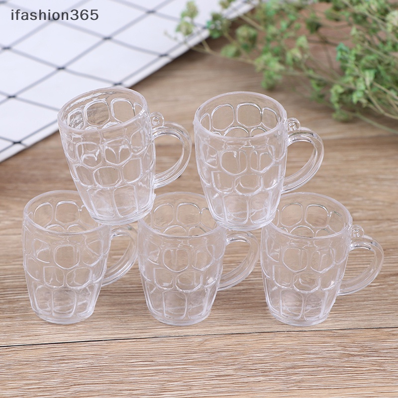 Set 5 Cốc Uống Bia Bằng Nhựa Trong Suốt Dùng Trang Trí Nhà Búp Bê 1: 12
