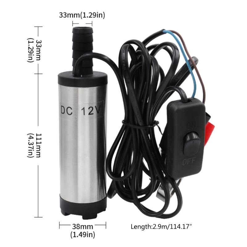 [3C] Máy Bơm Chìm Điện Mini Di Động 12V Cho Nước, Dầu Diesel