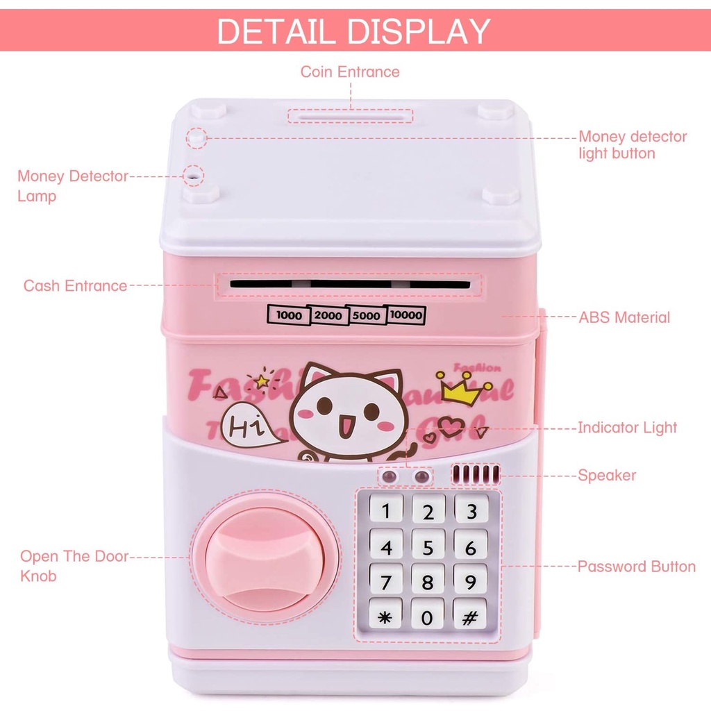 Ống Heo Tiết Kiệm Tiền Hình Mèo Cinnamoroll Hoạt Hình Có Mật Khẩu Cho Trẻ Em