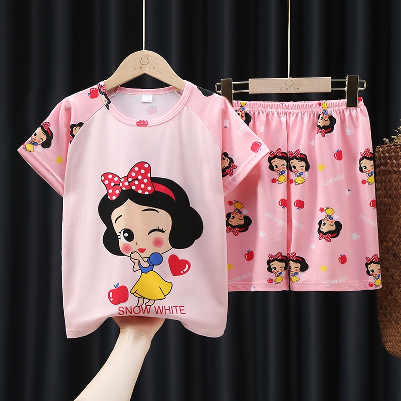 Bộ Đồ Ngủ Gấu Dâu Cho Bé Gái Ngắn Tay Họa Tiết Áo Pijama Kuromi Cinnamoroll Minnie Dễ Thương Dành Cho Bé Gái