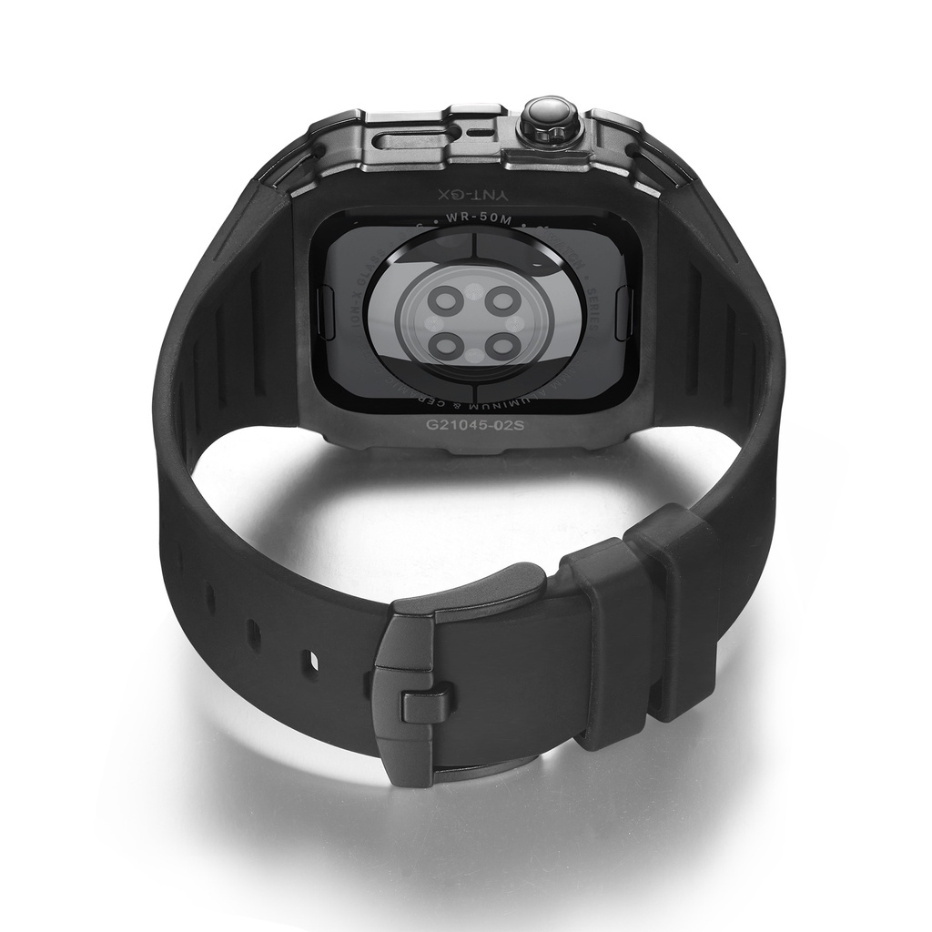 Dây Đeo Cao Su Sang Trọng + Hộp Đựng Bằng Thép Không Gỉ Cho iWatch Series 8 7 6 SE 5 Band 45mm 44mm