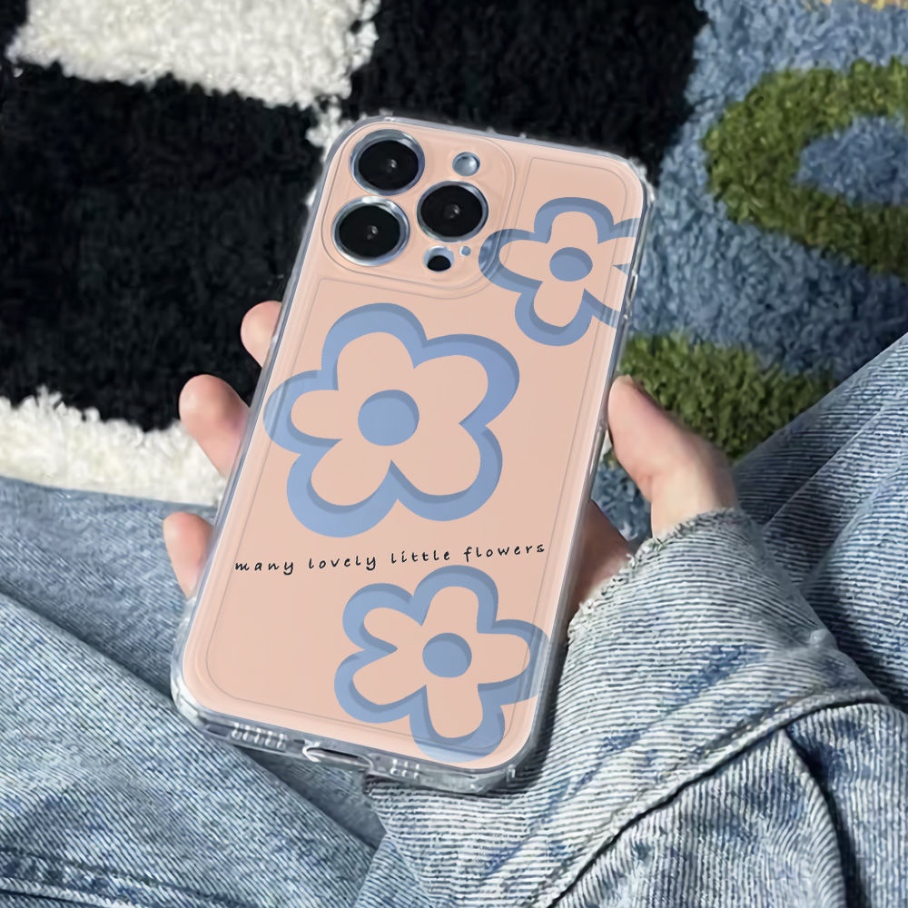 ✅Ốp Điện Thoại Viền Đen Họa Tiết Hoa Đơn Giản Chống Sốc Cho Iphone 13plus 12 6Inmax7811 14pro QLHK