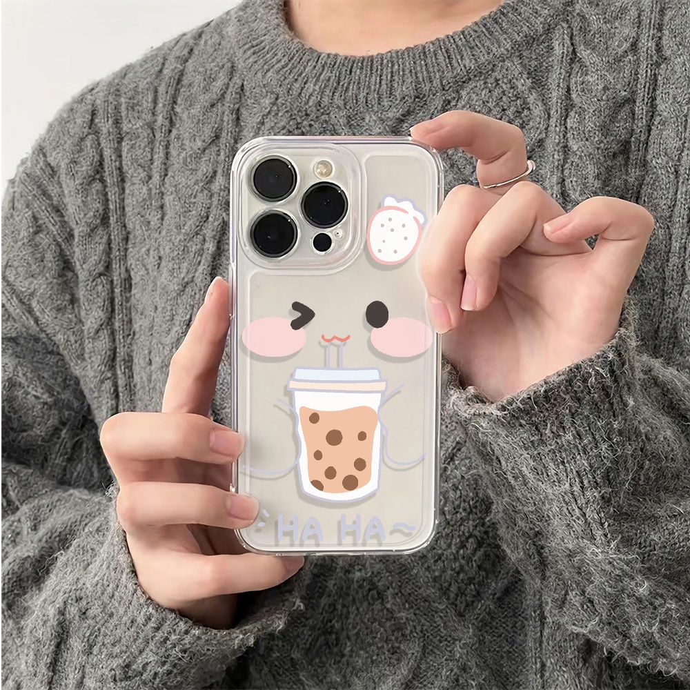 ✅Ốp Điện Thoại Mềm Chống Sốc Hình Trà Sữa 6In Cho Iphone 11 14pro 13 12Plus78 D4SW