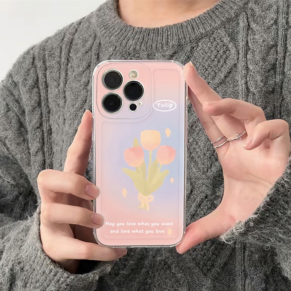 ✅Ốp Điện Thoại Mềm Chống Sốc Họa Tiết Hoa Tulip 78 13 Dành Cho Iphone 12 Max 14 Pro 6In 11 Plus