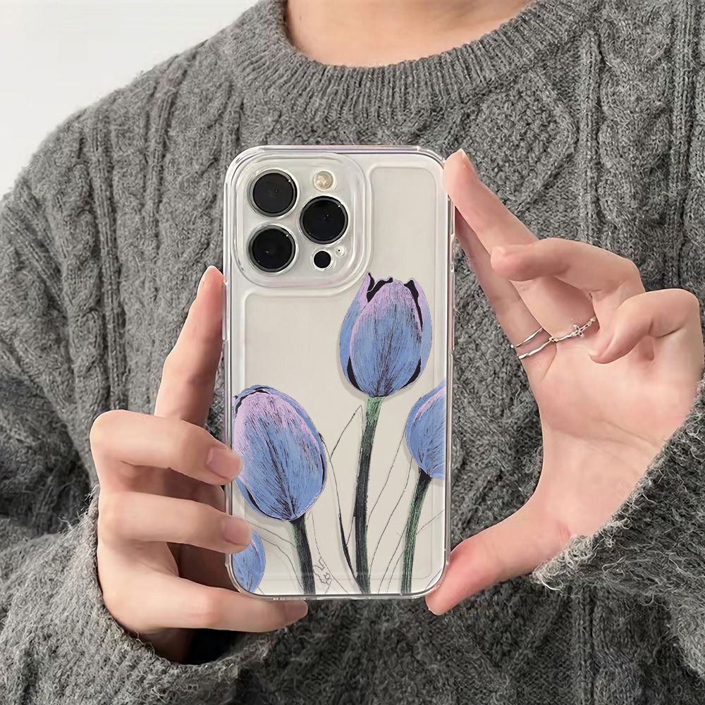 ✅Ốp Điện Thoại Mềm Chống Sốc Họa Tiết Hoa Tulip Cho Apple Iphone 11 Plus 6 78 max 14pro 13Iphone 12 QOOQ
