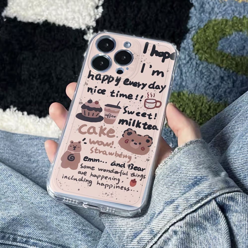 ✅Ốp Điện Thoại Dẻo Họa Tiết Chú Gấu Dễ Thương Chống Sốc Cho Iphone 14pro 11iPhone12 Plus6In 1378 max H8XD