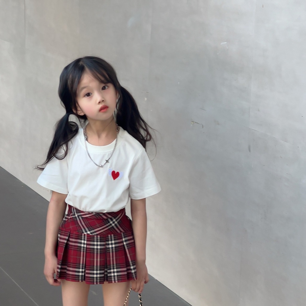 Chân Váy Xếp Ly Lưng Thun Thêu Họa Tiết Phong Cách Hàn Quốc Thời Trang Mùa Hè Xinh Xắn Cho Bé Gái