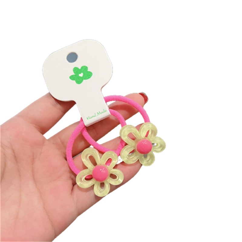 Set 2 Dây Cột Tóc Cao Su Co Giãn Đính Hoa Dành Cho Bé Gái Mẫu Giáo