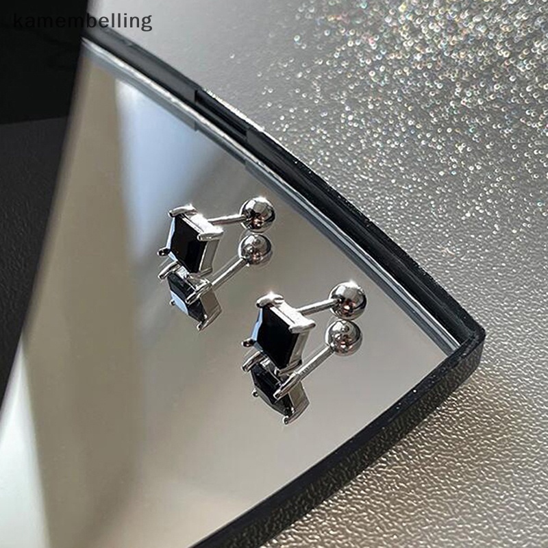 1 Đôi Khuyên Tai Dạng Xoắn Ốc Đính Đá Zircon Hình Vuông Màu Hồng Cho Nữ