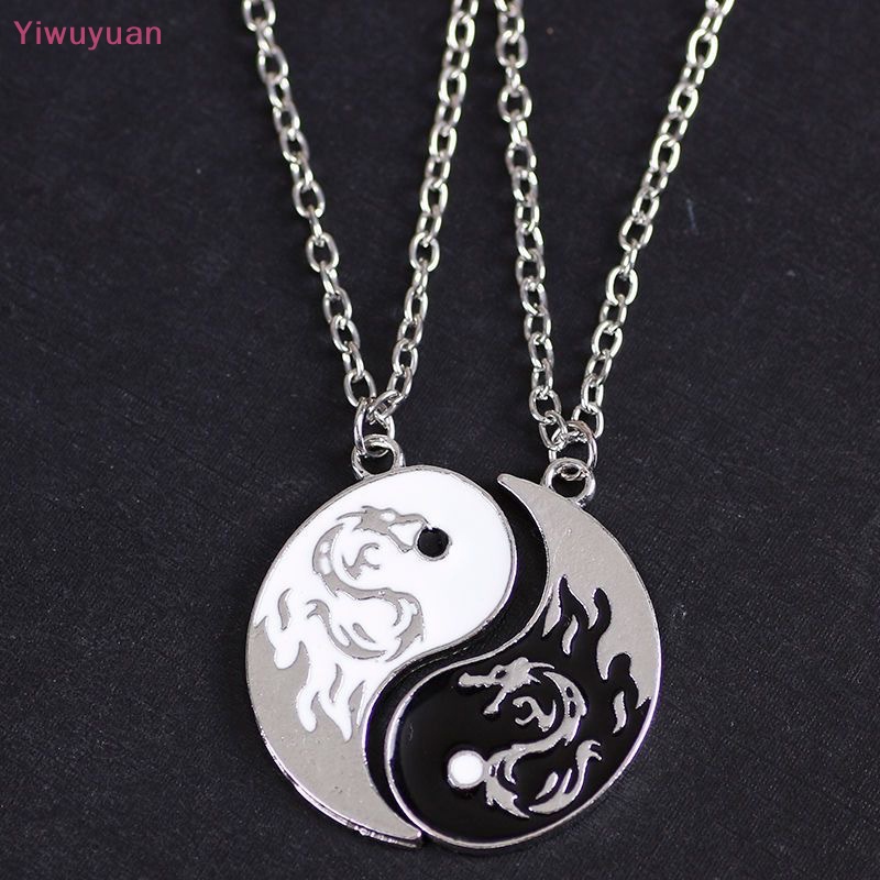 < Yiwuyuan > Vòng cổ Mặt Hình Rồng Và Âm Dương Khâu Hai Cánh Hoa Bằng Hợp Kim Thời Trang Làm Quà Sinh Nhật Mới