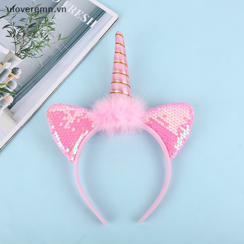 Băng Đô Hình Sừng Kỳ Lân Có Đèn LED Phát Sáng Cho Bé