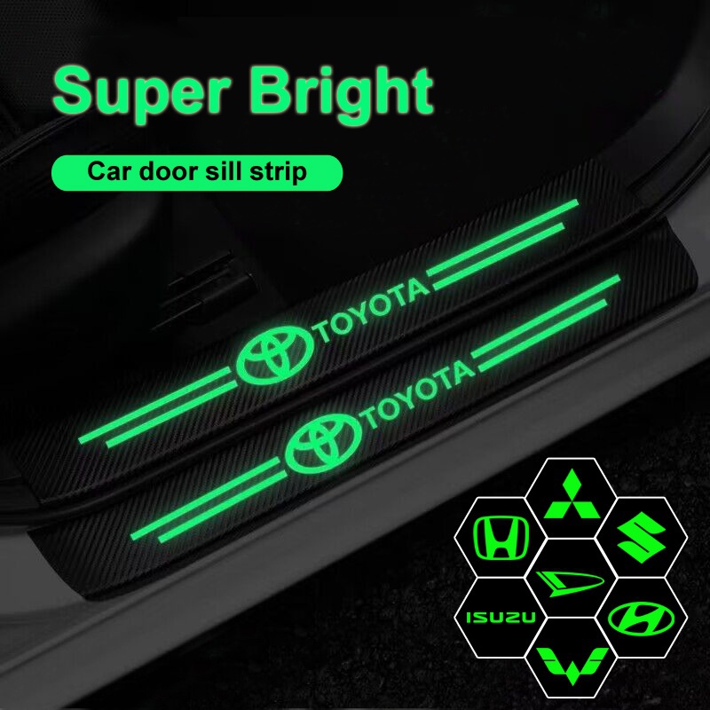 Miếng Đề Can Dán Bảo Vệ Khung Cửa Xe Hơi Màu Dạ Quang Cho Toyota Mazda Suzuki Honda