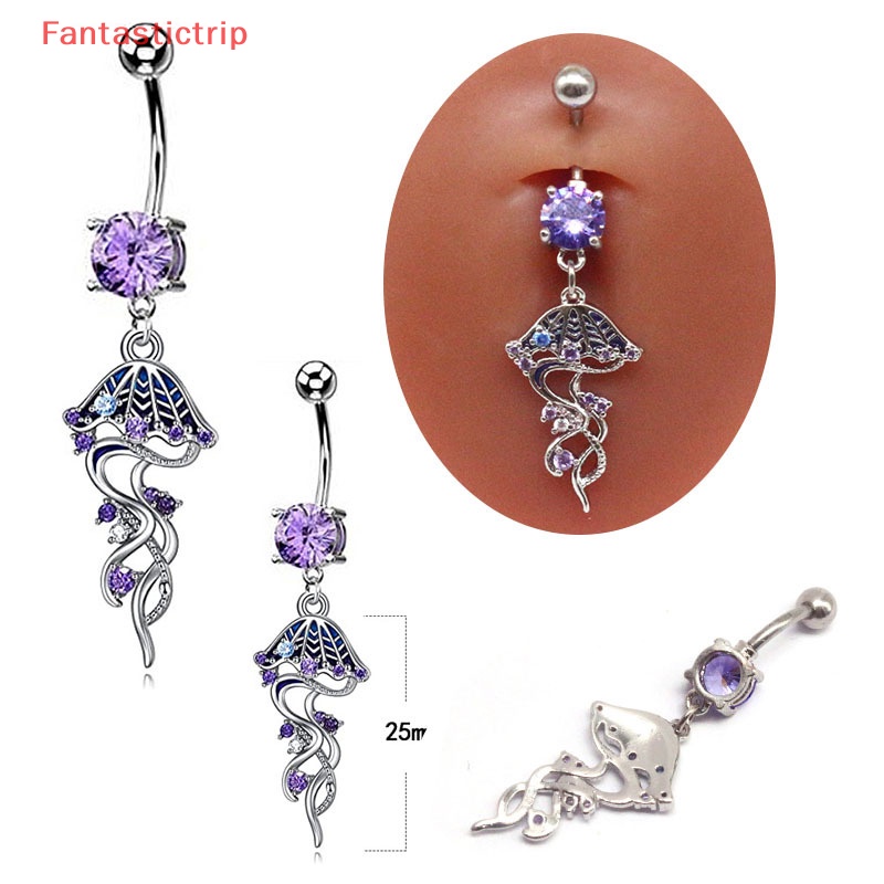 [Fantastictrip] Khuyên Rốn Bằng Thép Không Gỉ Hình Sứa Giấc Mơ Lấp Lánh Thời Trang Đẹp Mắt Mới