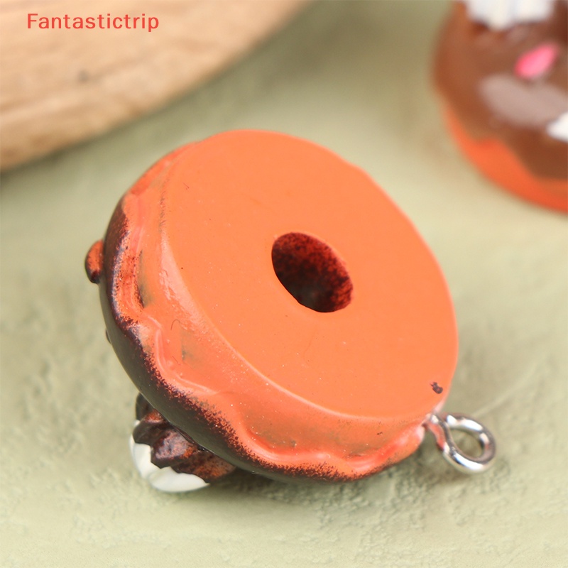 [Fantastictrip] Set 10 Phụ Kiện Làm Trang Sức Mặt Dây Chuyền / Móc Khóa / Điện Thoại Hình Bánh Donut Rỗng Dễ Thương