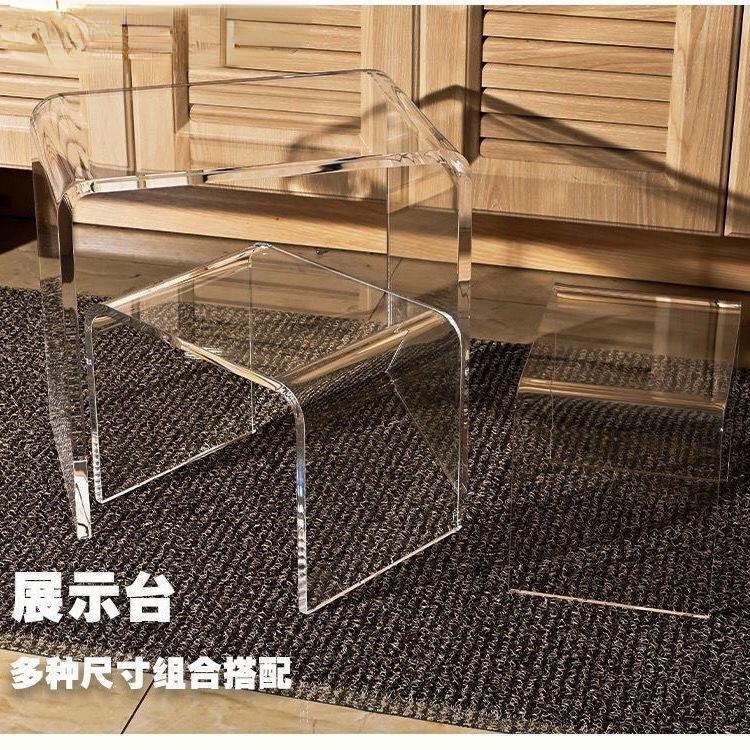 Ghế Đẩu Vuông Bằng Acrylic Trong Suốt Đa Năng Phong Cách Bắc Âu