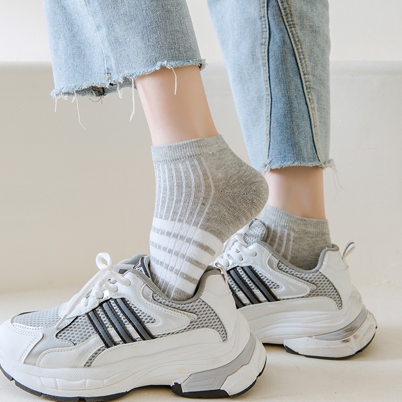 Set 1 / 5 Đôi Vớ Cổ Thấp Họa Tiết Sọc Thời Trang Dành Cho Nam