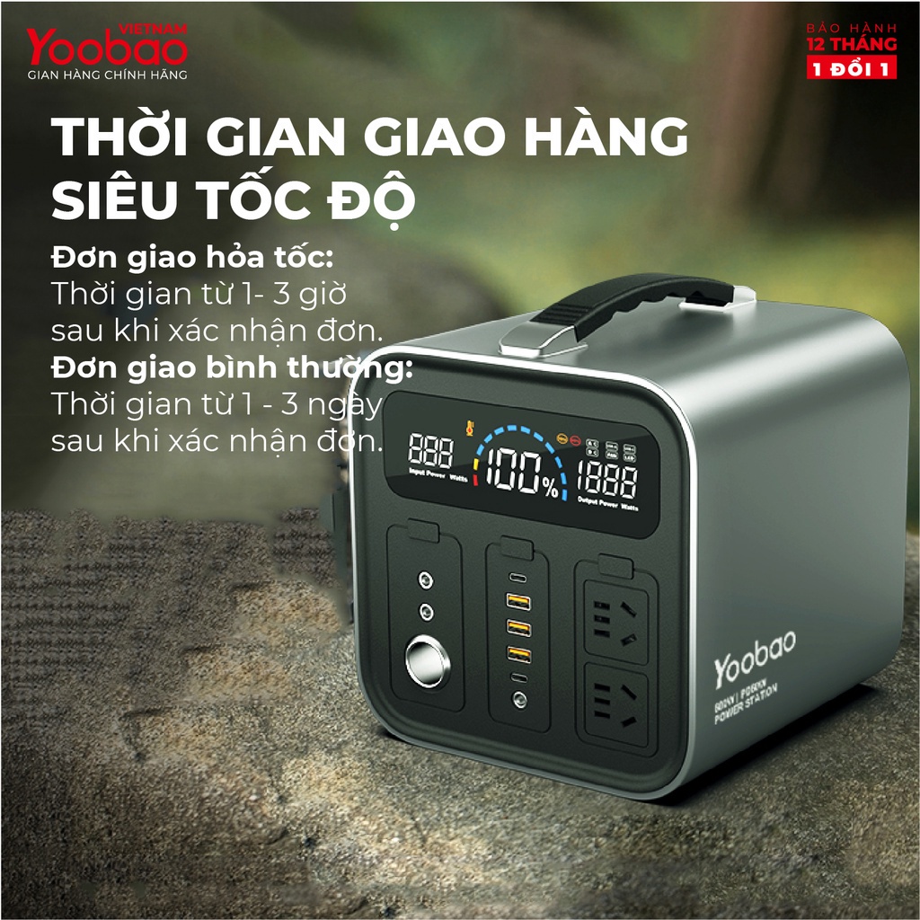 Trạm sạc dự phòng EN600S Dung lượng 135200mAh Sạc nhanh PD60W 220V/600W Màn hình LED Có Tích hợp đèn pin sáng
