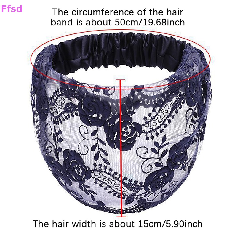 {Ffsd} Băng Đô Cài Tóc Vải Ren Trắng Mỏng Thoáng Khí Thêu Họa Tiết Thời Trang Đơn Giản * Bán Chạy