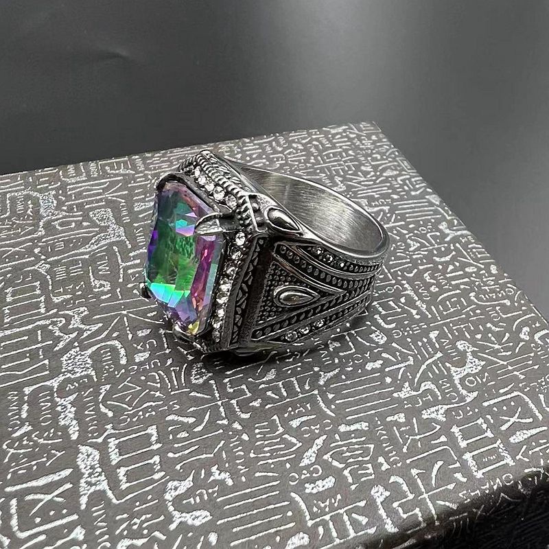 Nhẫn Đính Hôn Bằng Thép Titan Đính Đá Zircon Thời Trang Cho Nam