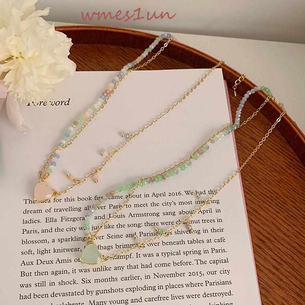 Vòng cổ Hình Trái Tim Nhiều Màu Sắc Phong Cách Boho Cổ Điển Độc Đáo WMES15H|Vòng cổ Y2K Đính Hạt Thời Trang Dành Cho Nữ Y2K