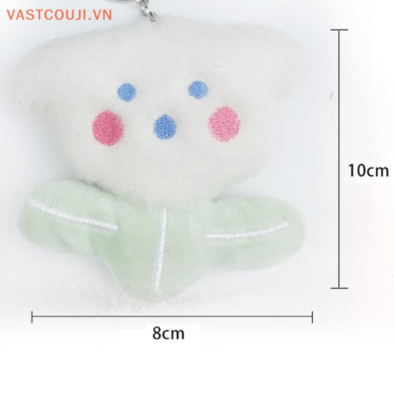 Móc Khóa Hình Gấu / Thỏ Nhồi Bông Hoa 3D Sáng Tạo Dễ Thương