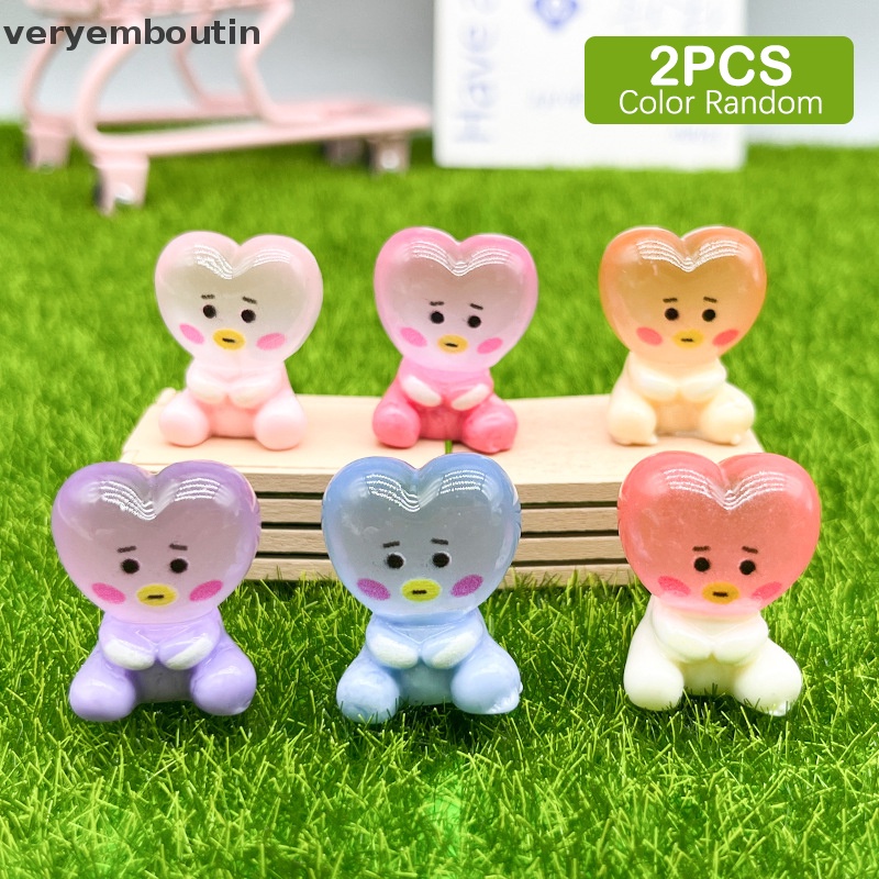 Bộ 2 Búp Bê Người Ngoài Hành Tinh Bằng Nhựa Resin Phát Quang Dễ Thương Trang Trí Ốp Điện Thoại / Kẹp Tóc DIY