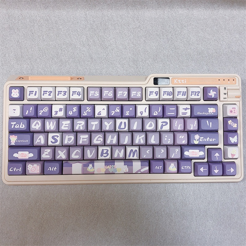 122 Phím Purple Flower Rabbit Keycaps XDA Profile Hoạt Hình PBT Dye Sub Cơ Keycap