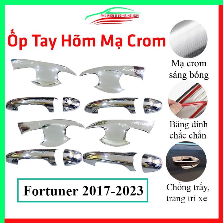 Ốp tay hõm mạ crom Fortuner 2017-2023 sáng bóng chống trầy bảo vệ cửa xe ô tô