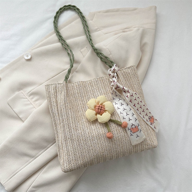 Niche Túi Xách Dệt Một Bên Vai Sức Chứa Lớn Phong Cách Mới Dành Cho Nữ Đi Chơi Kỳ Nghỉ