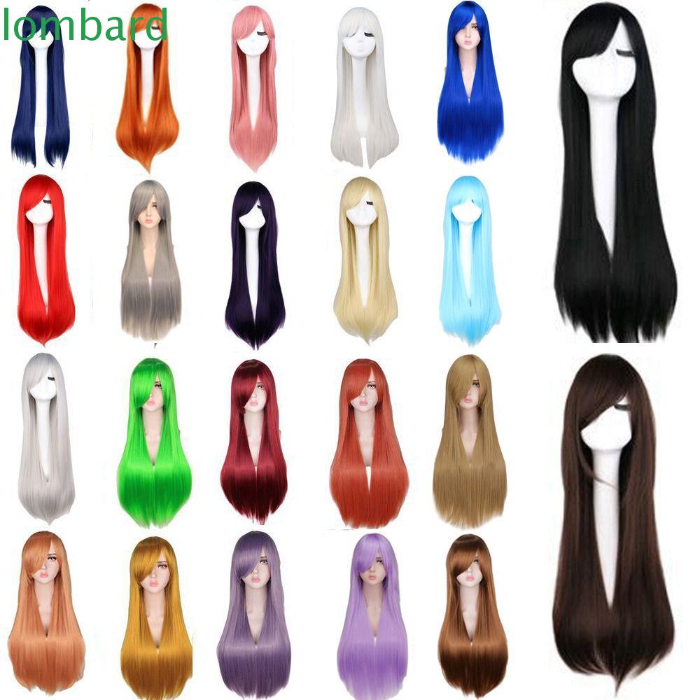 Tóc Giả Thẳng Dài Màu Trắng Đen Bằng Sợi Tổng Hợp Thời Trang Cho Nữ