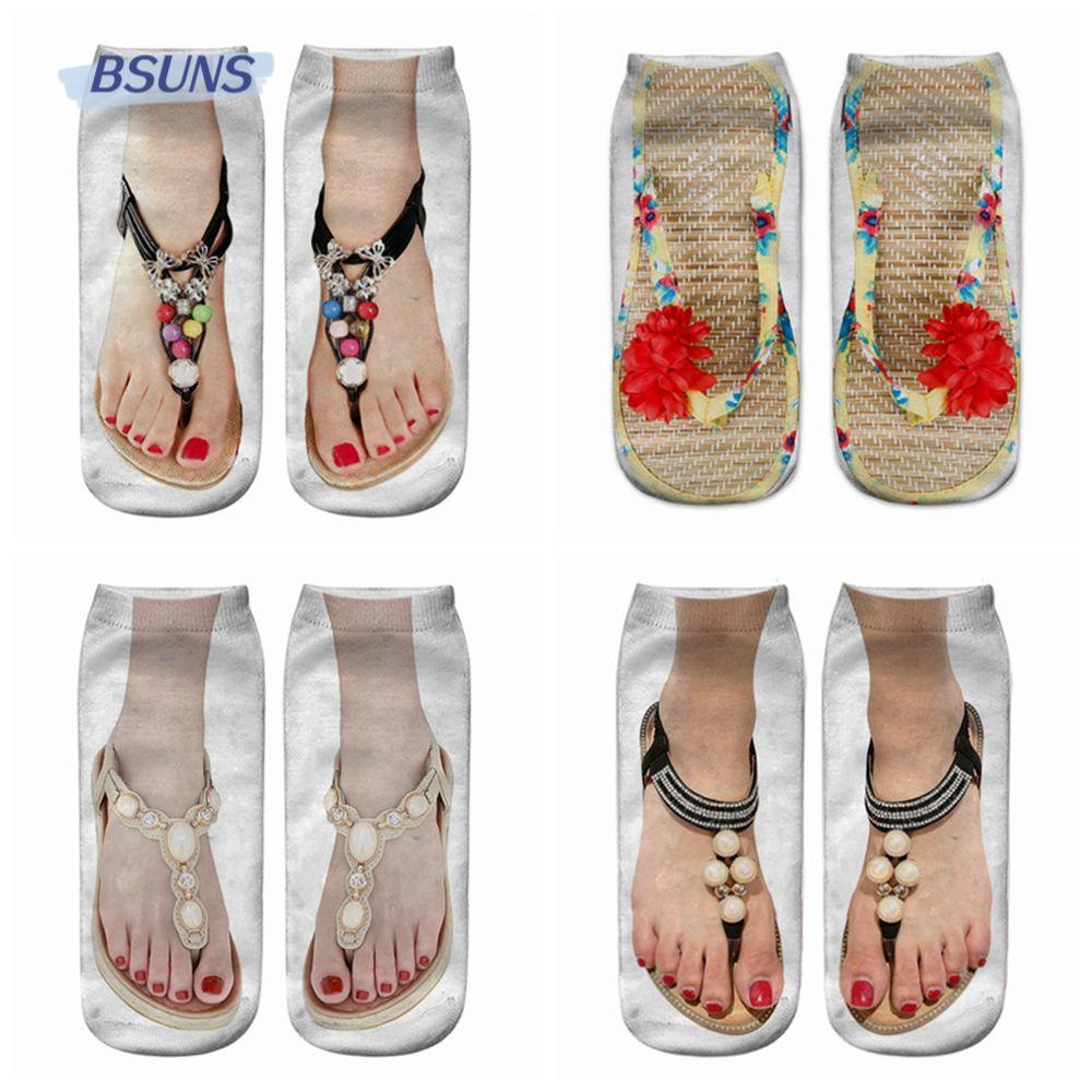 Vớ Cotton Cổ Thấp In Họa Tiết Múa Ba Lê 3D Thoải Mái Cho Nam Và Nữ