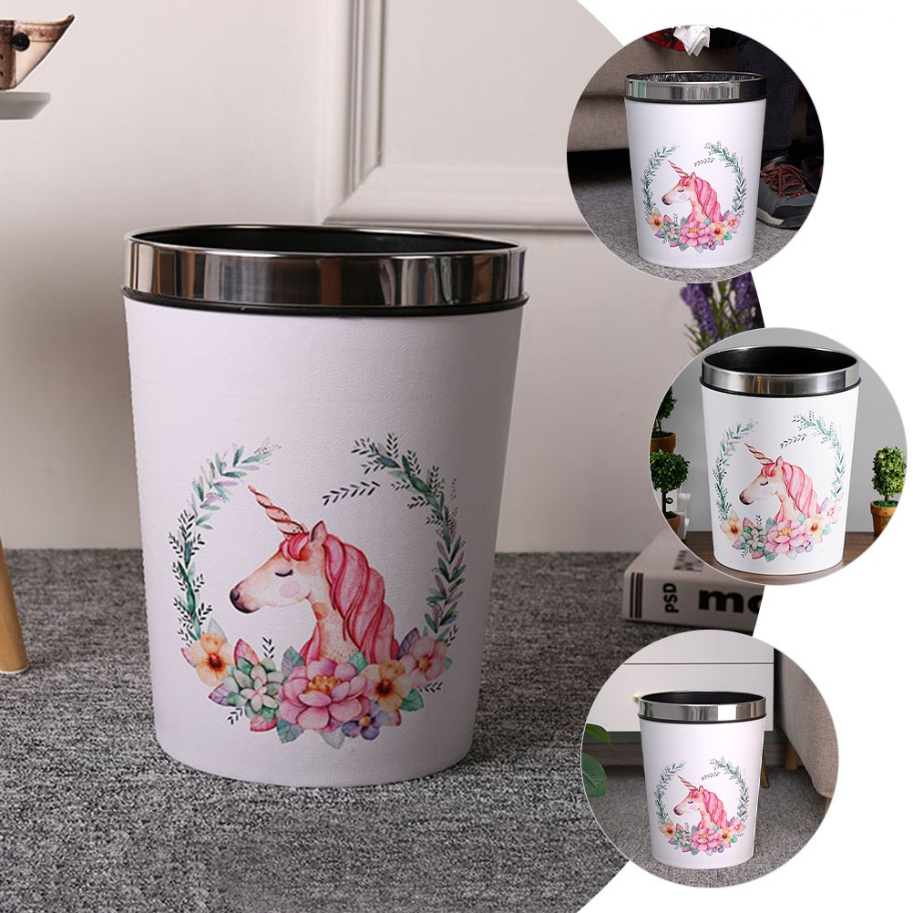Thùng Rác Để Bàn Bằng Da Và Sắt Kích Thước 31.5x24cm Tiện Dụng Cho Gia Đình