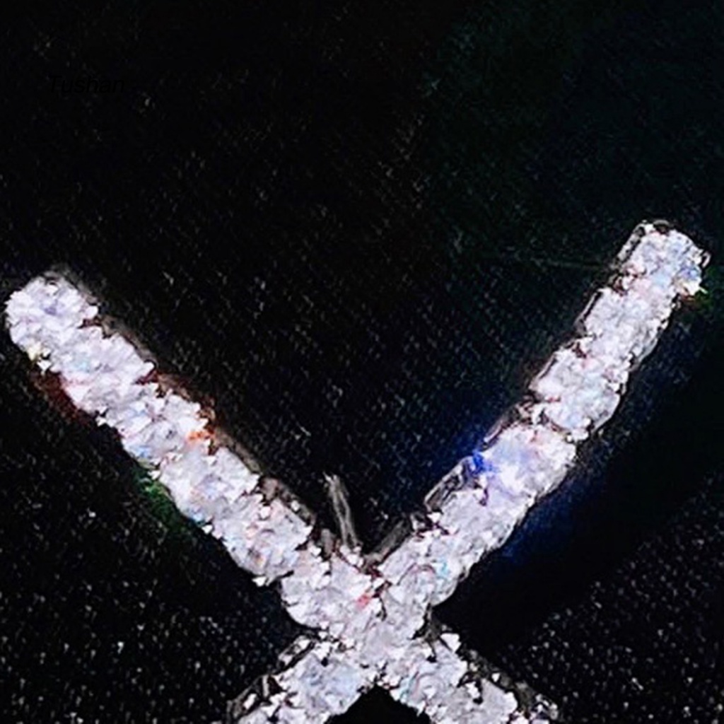 1 Đôi Bông Tai Chữ X Đính Đá Lấp Lánh Tinh Tế