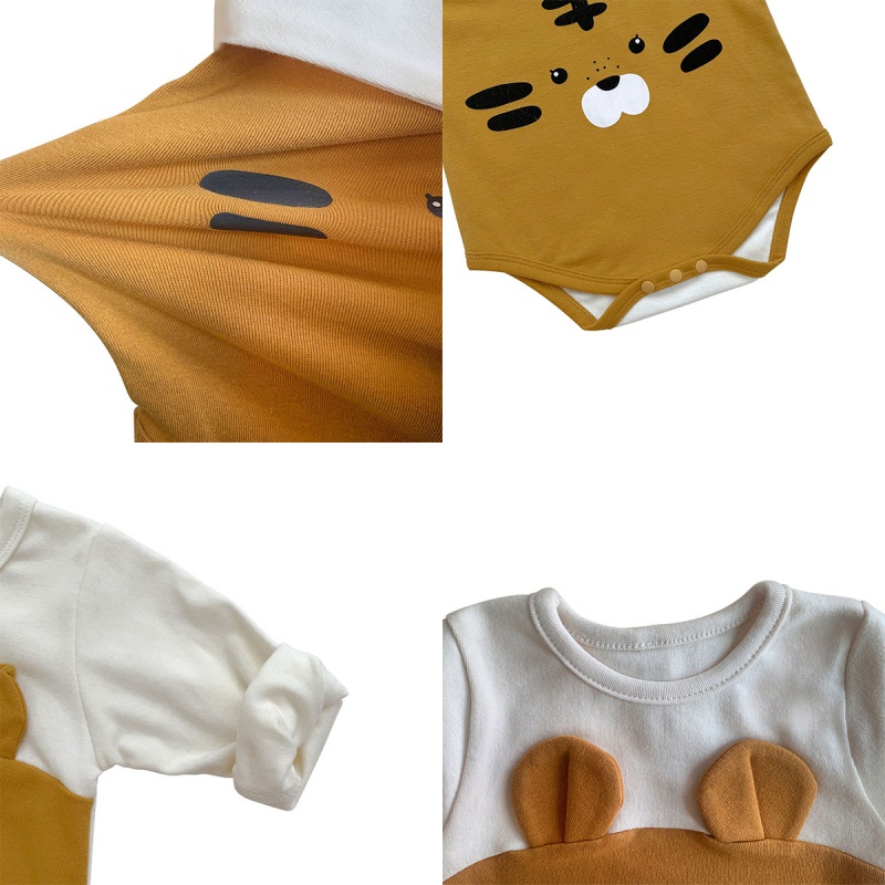 Bộ Áo Liền Quần In Hình Hổ Kèm Mũ Phong Cách Hàn Quốc Thời Trang Cho Bé Sơ Sinh