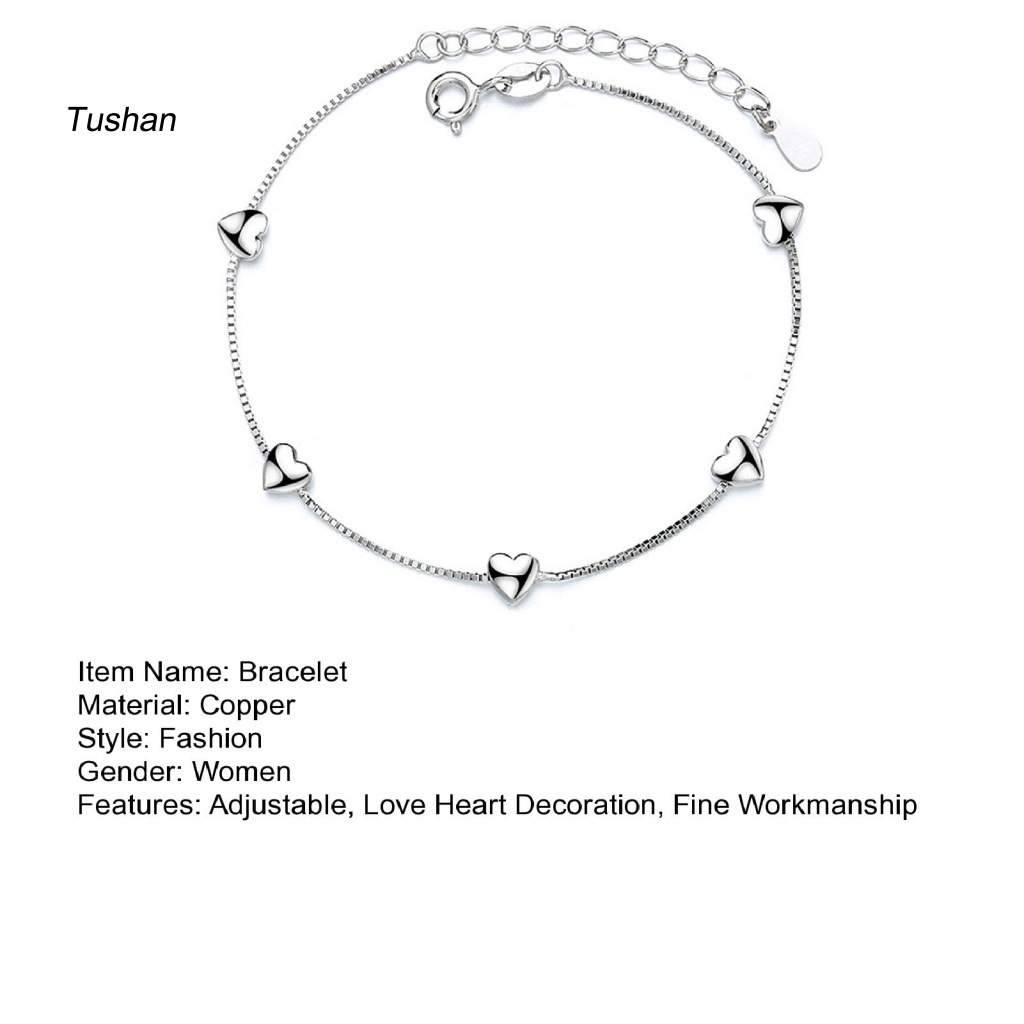 [Ts] Vòng Tay Chuỗi Hạt Hình Trái Tim Màu Sáng Thanh Lịch Có Thể Điều Chỉnh Phù Hợp Làm Quà Cho Bạn Gái / Bạn