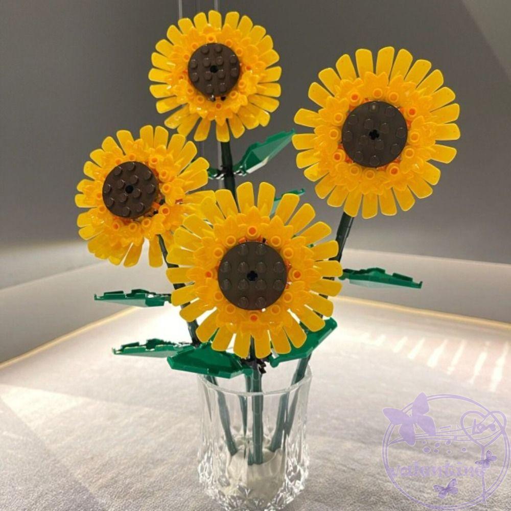 1 Bộ Đồ Chơi Lắp Ráp Hình Bó Hoa Hướng Dương Mini Diy Dành Cho Trẻ Em